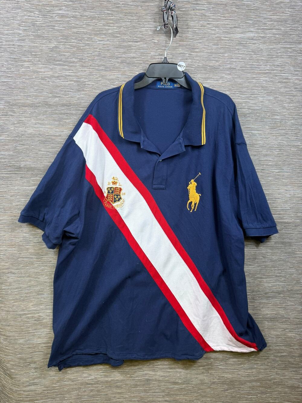 Polo Ralph Lauren Polo Shirt Mens Big 4XB Blue Colorblock Rugby Big Pony Crest